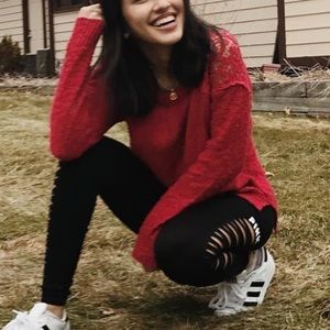 Red Sweater with crochet back